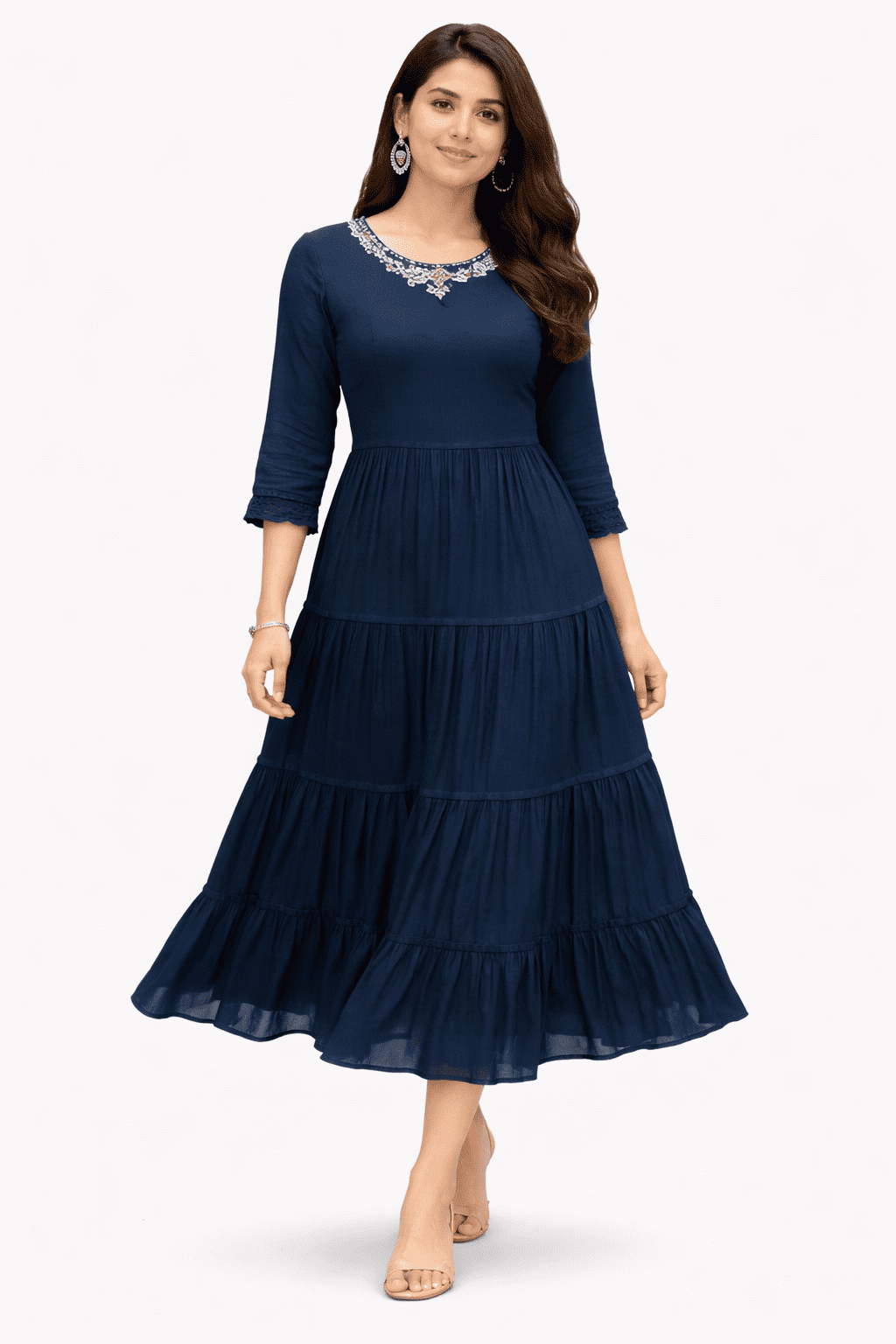 Navy Blue tiered dress