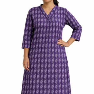Royal Purple Ikat Straight Kurta Set